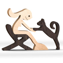 Load image into Gallery viewer, Family Puppy Wood Dog Craft Figurine Desktop Table
